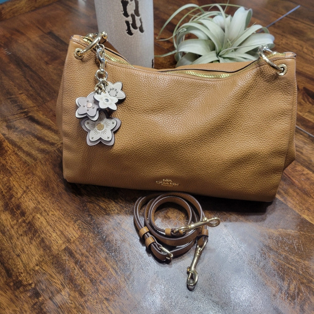 Coach Brown Leather Shoulder Bag with Bohemian Flair
